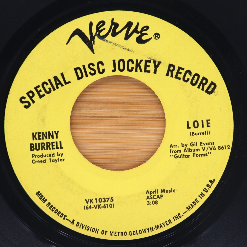 KENNY BURRELL - LOIE / DOWNSTAIRS - JAZZ 45 PROMO VERVE